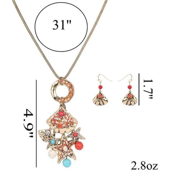 Coiris 3 Layer Illusion Wire Statement Necklace for Women Blue Green Beaded - Picture 5 of 7